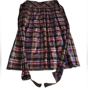 Cullinane Plaid Metallic Cotton Midi Skirt Womens Size 12 Vintage